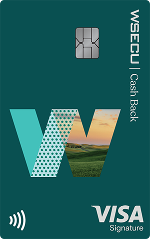 Front view of the WSECU Cash Back Visa credit card